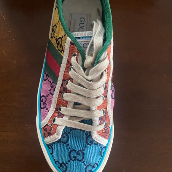 Gucci LIMITED EDITION GUCCI Tennis 1977 Multicolored canvas sneakers - Picture 3 of 12